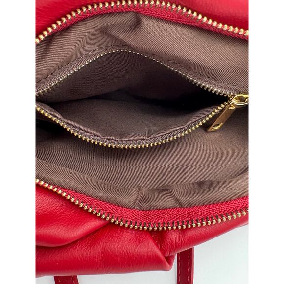 Valentina Fiore Red Italian Leather Handbag  Crossbody Adjustable Purse - Picture 5 of 10